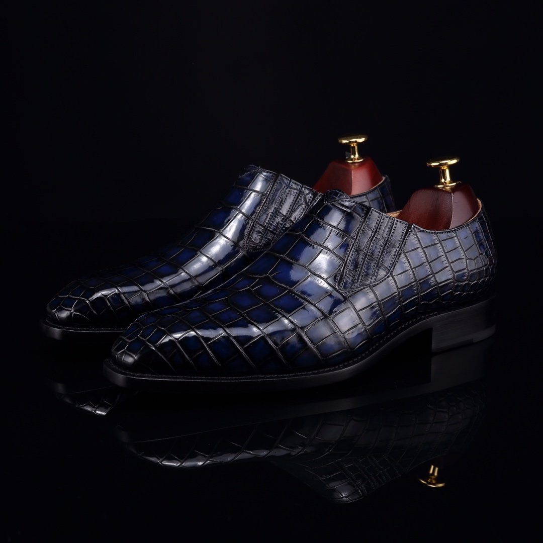 Crocodile Print Leather Slip On Casual Loafer Shoes BMBAS12059 image 4