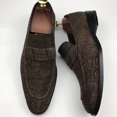 Crocodile Suede Leather Slip On Peas Shoes BMKAS12094 image 4