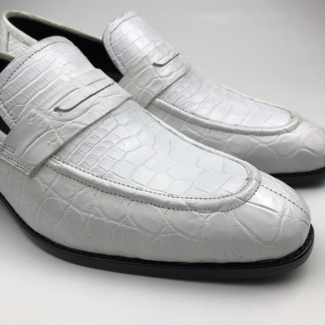 Crocodile White Loafer Shoes Texture Slip-Ons BMWAS12095 image 5