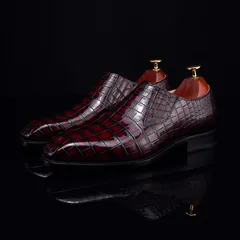 Crocodile Skin Slip On Crocodile Leather Boat Shoes BMBAS12060 image 2