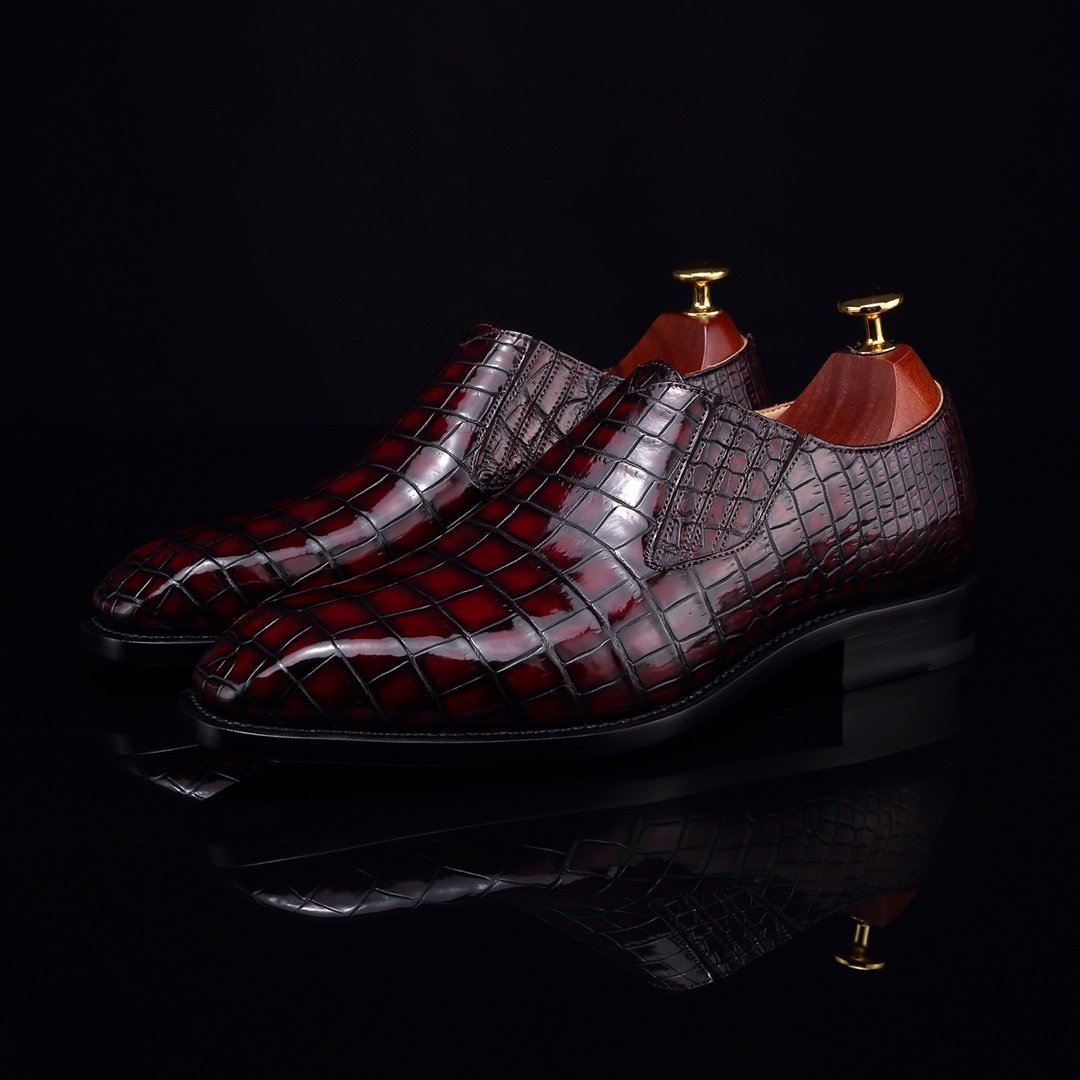 Crocodile Skin Slip On Crocodile Leather Boat Shoes BMBAS12060 image 2
