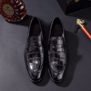 Men's Soft Crcodile Genuine Leather Penny Loafers