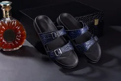 Crocodile Double Buckle Slipper Leather Sandals BMBAS120106 image 4