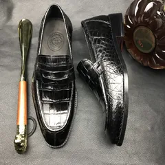 Men’s Soft Lightweight Penny Crocodile Loafers BMBAS120120 image 6