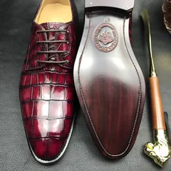 Glossy Crocodile Pattern Oxfords Dress Shoes BMBAS120123 image 5