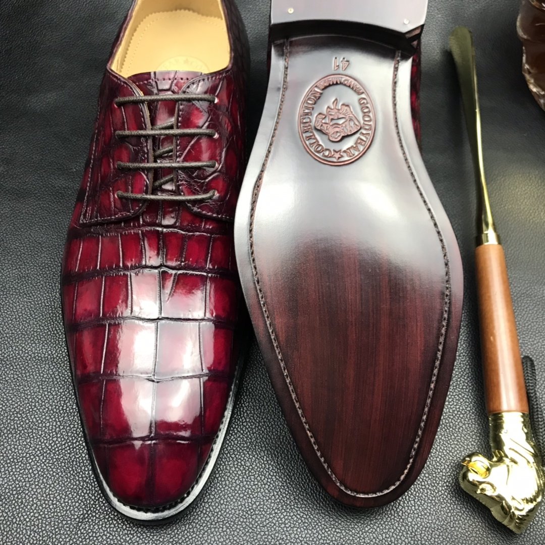 Glossy Crocodile Pattern Oxfords Dress Shoes BMBAS120123 image 5