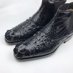 Men’s Crocodile Leather Ankle High Chelsea Dress Boots BMBAS120129 image 4
