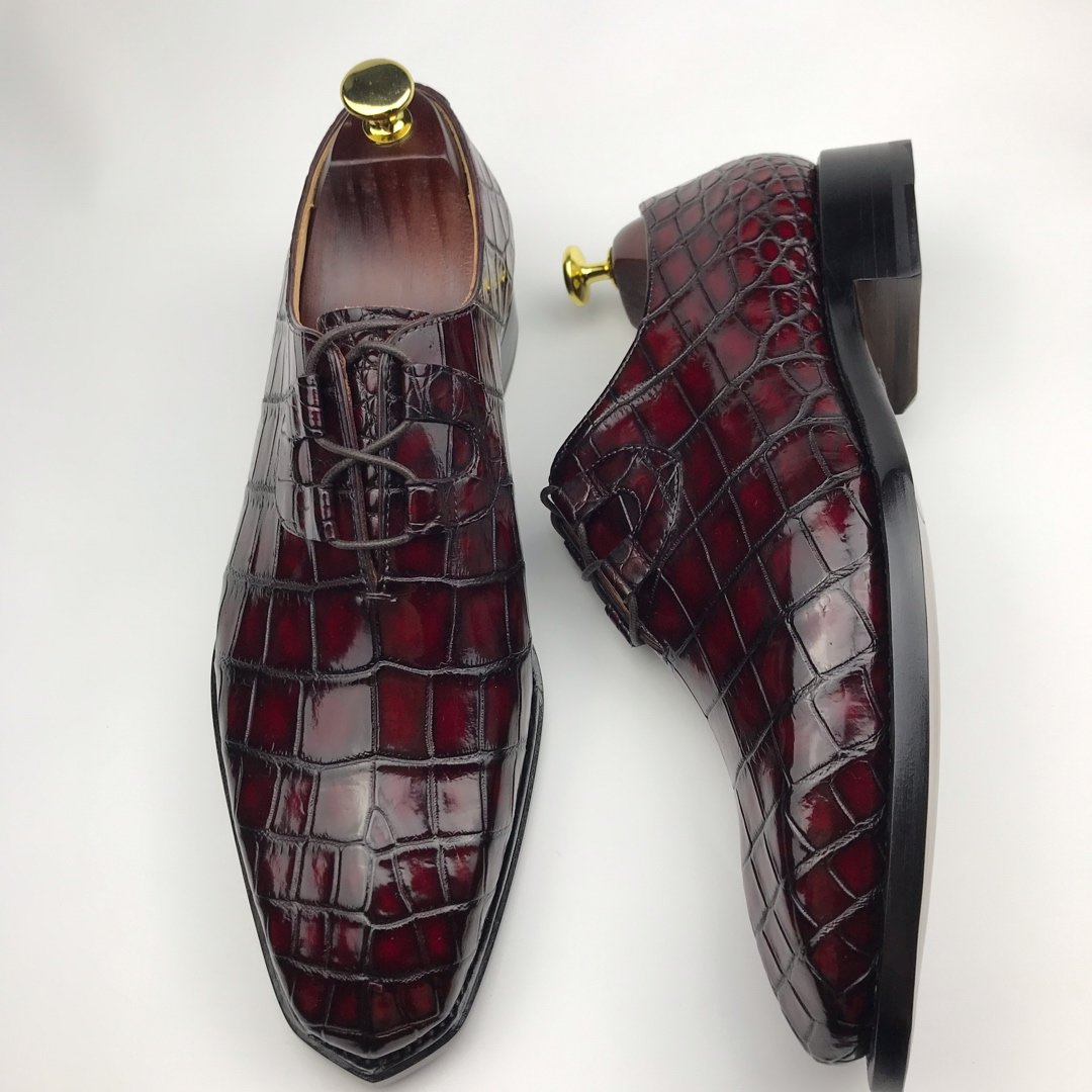 Men’s Genuine Crocodile Oxford Shoes Lace Up Shoes BMBAS120143 image 3