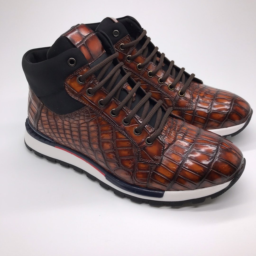 Men’s Genuine Crocodile Real Skin Fashion Sneaker BMBAS120147 image 5