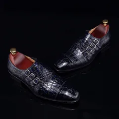 Men’s Crocodile Pointed Toe Monk Slip-On Shoe BMBAS12055 image 3
