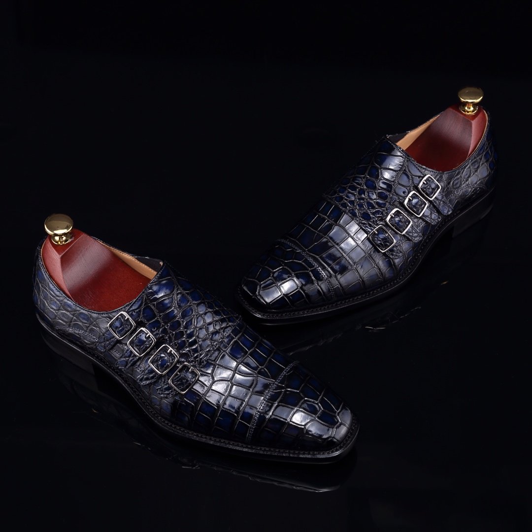 Men’s Crocodile Pointed Toe Monk Slip-On Shoe BMBAS12055 image 3
