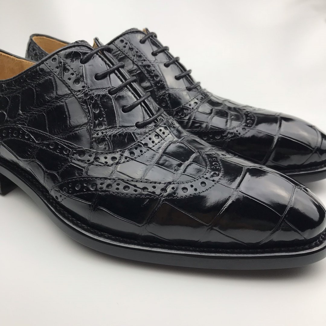 Men’s Genuine Crocodile Lace up Oxford Dress Shoes BMBAS120162 image 5