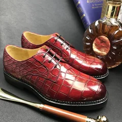 Men red gator dress shoes Classic Derby BMRAS120163 image 5