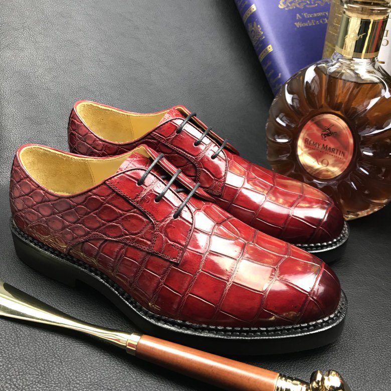 Men red gator dress shoes Classic Derby BMRAS120163 image 5