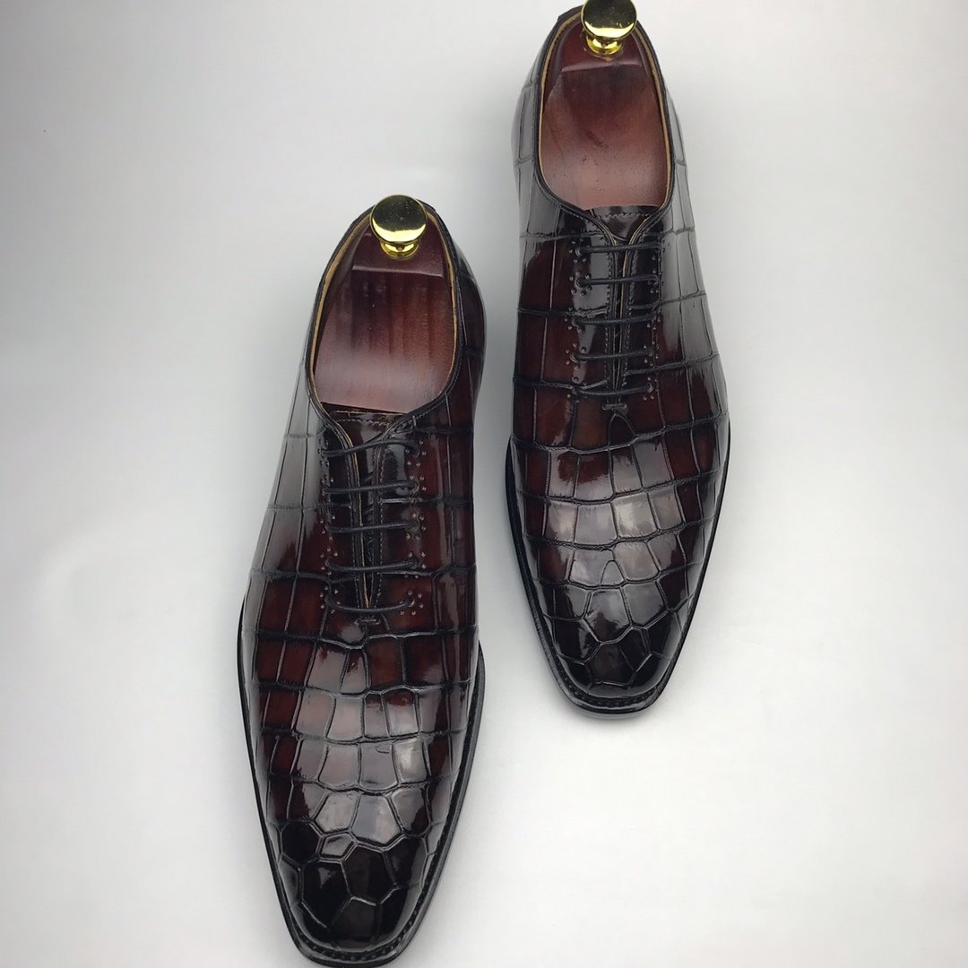 Men’s Exotic Smooth Crocodile Print Comfortable Oxford BMBAS12066 image 5