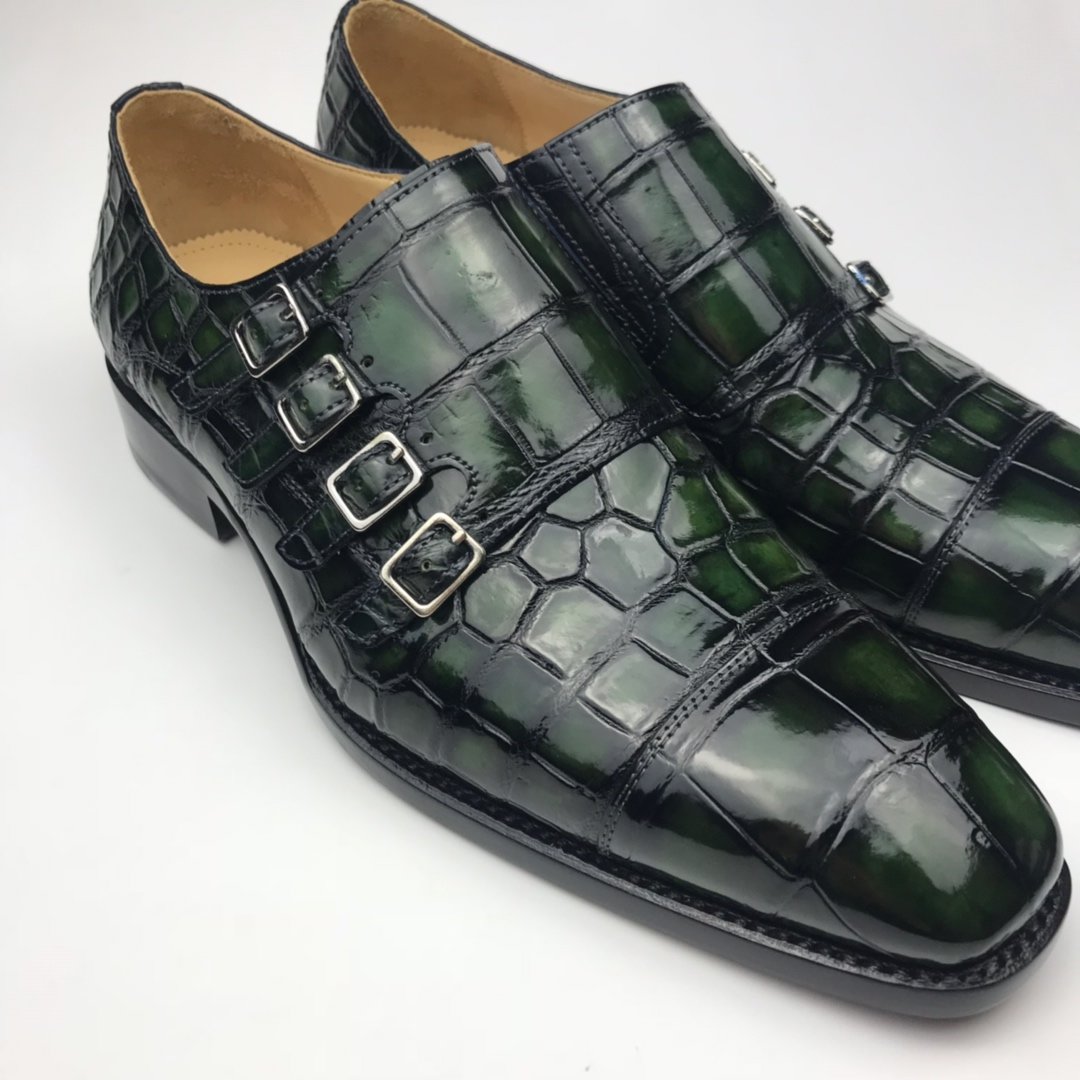 Men’s Crocodile Cap Toe Monk Strap Shoes BMGAS120170 image 5