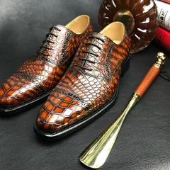Luxury Crocodile Textured Leather Derby Dress Shoes BMBAS120185 image 4