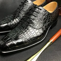 Crocodile Cap Toe Derby Lace Up Oxford Dress Shoes BMBAS120186 image 5