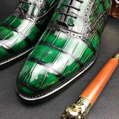 Crocodile Whole-Cut Leather Oxford Shoes BMGAS120191 image 5