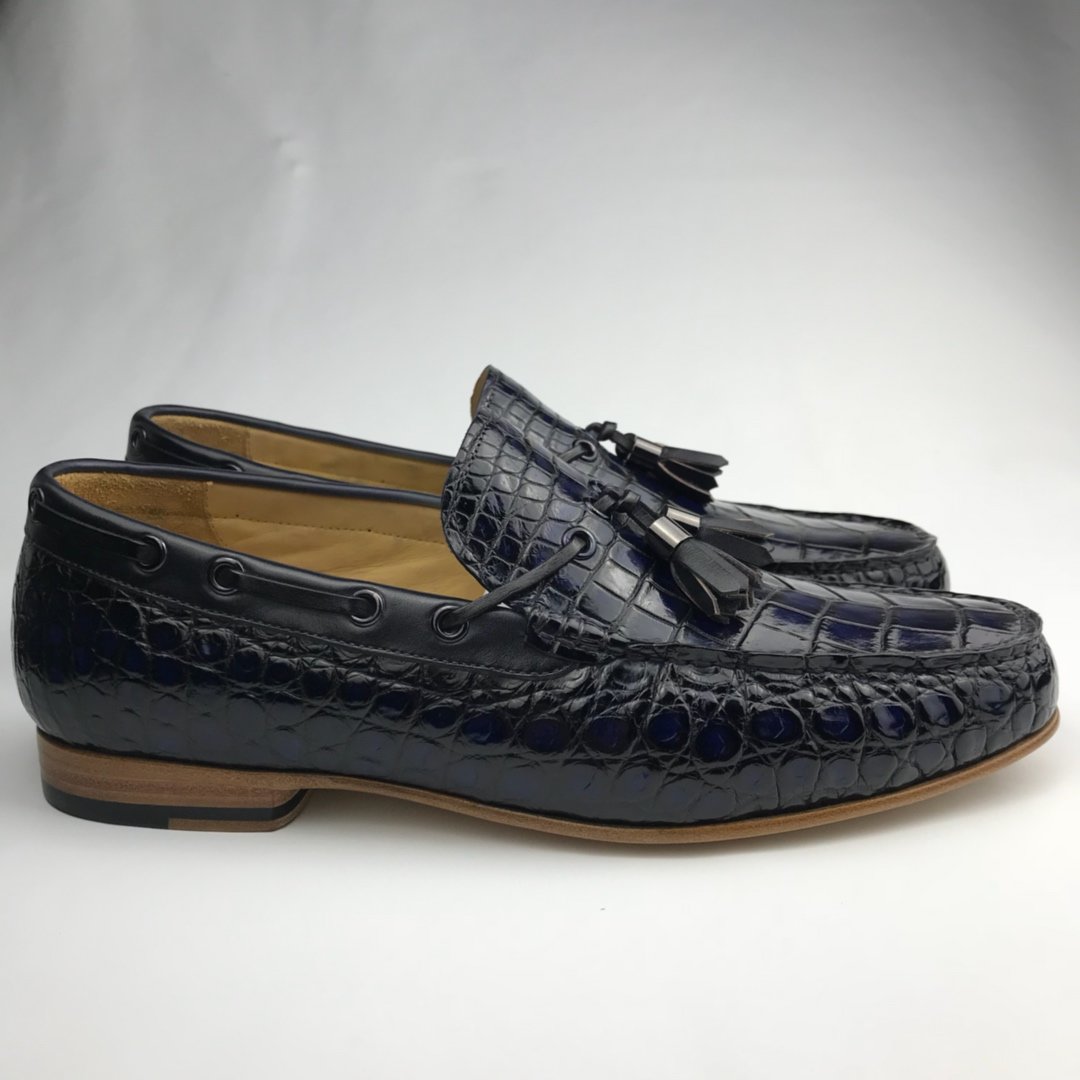 Tassel Loafers Shoes Men Pointed Toe Crocodile Men Shoes BMBAS120194 image 4
