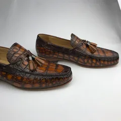 Crocodile Slip On Men Shoes Tassel Loafer BMBAS120195 image 4