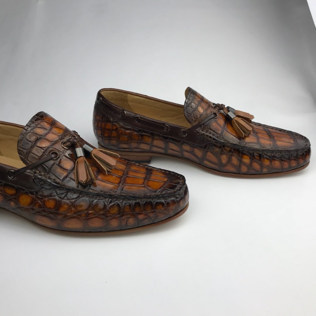 Crocodile Slip On Men Shoes Tassel Loafer BMBAS120195 image 4