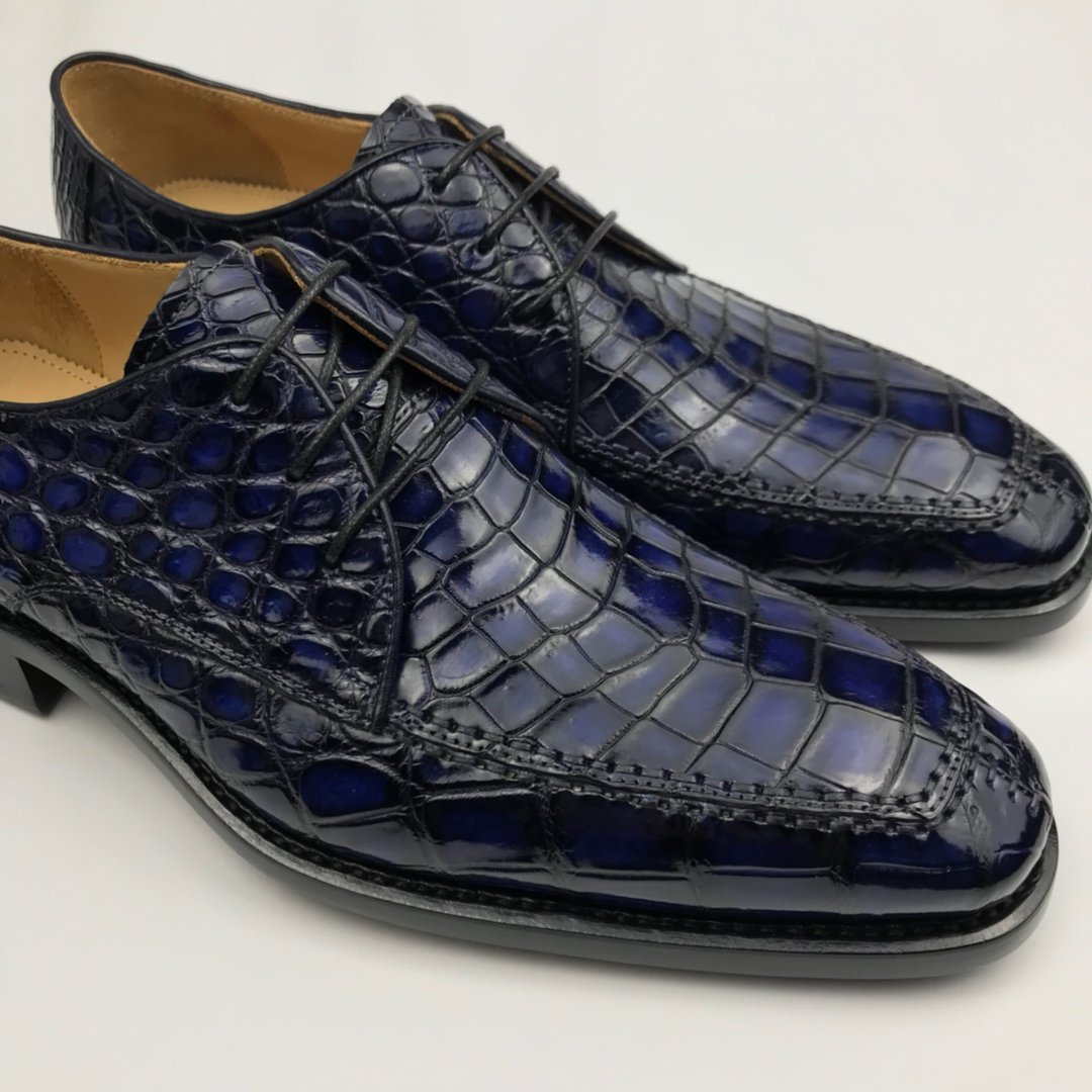 Genuine Crocodile Oxford Laces Leather Brogues Shoes BMBAS120197 image 6