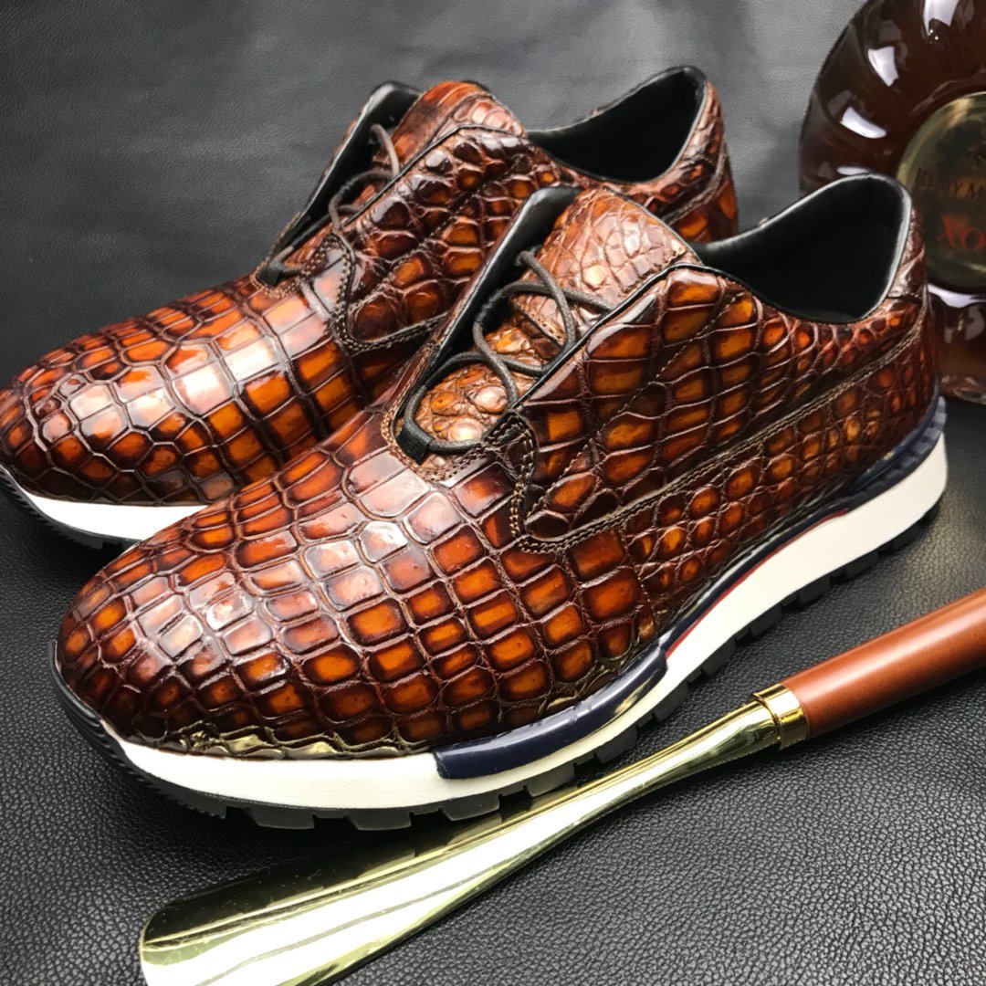 Mens Crocodile Print Lace Up Designer Shoes BMBAS120204 image 4