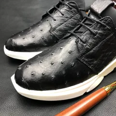 Ostrich Print Leather Derby Lace up Casual Shoes BMBOS120205 image 5