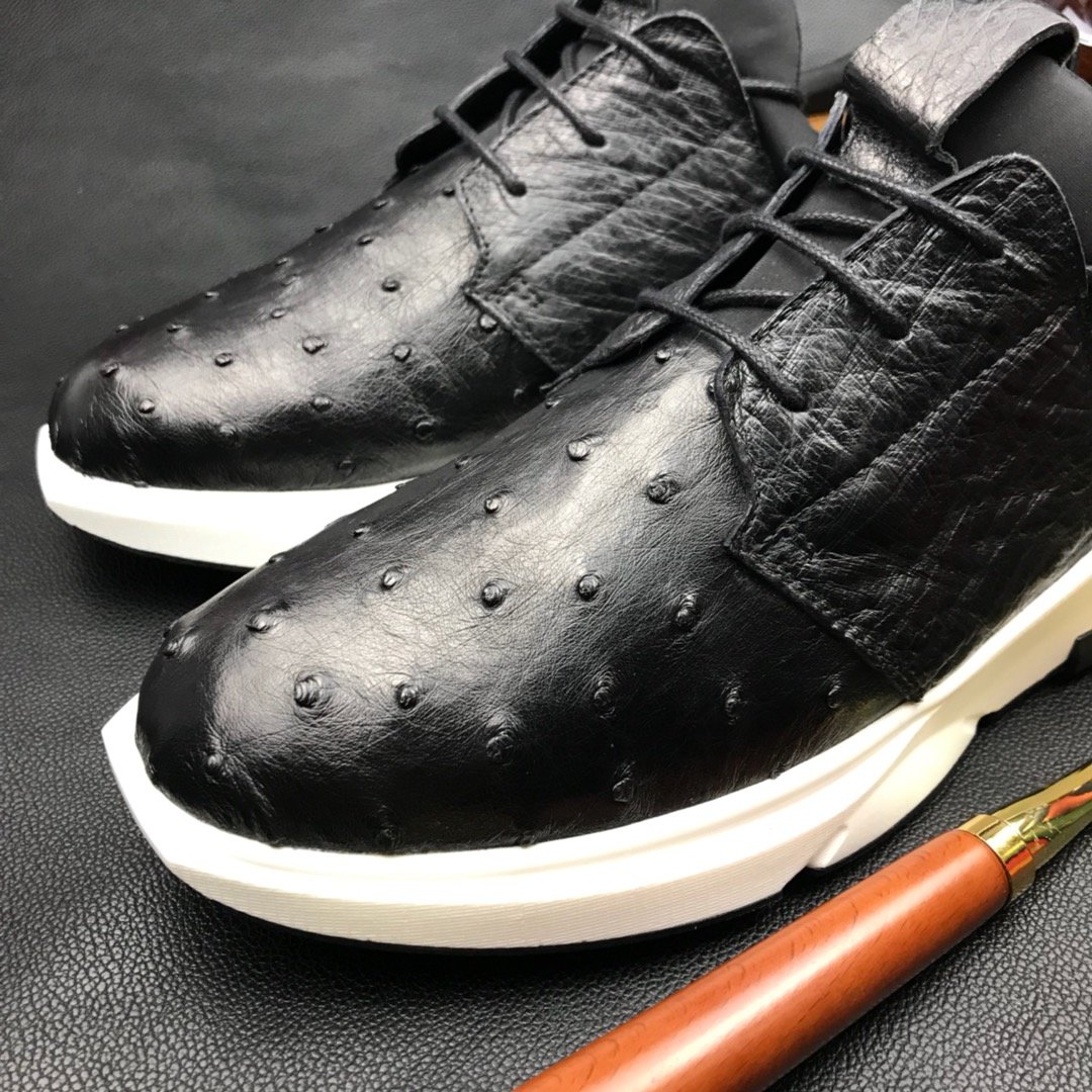 Ostrich Print Leather Derby Lace up Casual Shoes BMBOS120205 image 5
