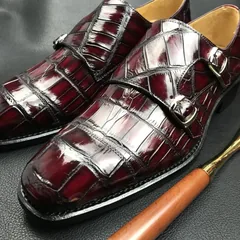 Crocodile Leather Slip-On Retro Elegant Monk Shoes BMBAS120208 image 5