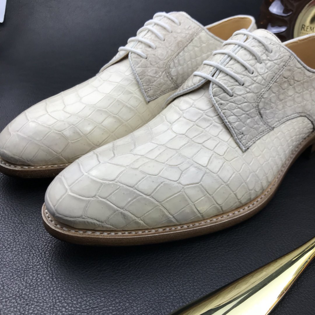 Crocodile Luxury Textured Leather Derby Dress Shoes BMWAS120209 image 5