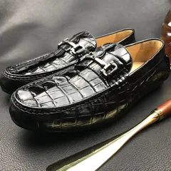 Crocodile Horn Back Leather Slip On Casual Loafer BMBAS120210 image 5