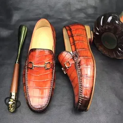 Crocodile Leather Penny Loafer Casual Flat Shoes BMBAS12074 image 7