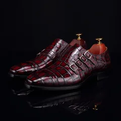 Monk Strap Shoes High-end Leather Crocodile Shoes BMBAS12057 image 5