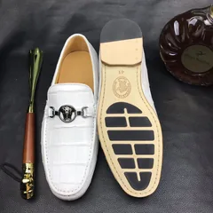 White Scale-Patterned Slip-On Loafers BMWAS12088 image 6