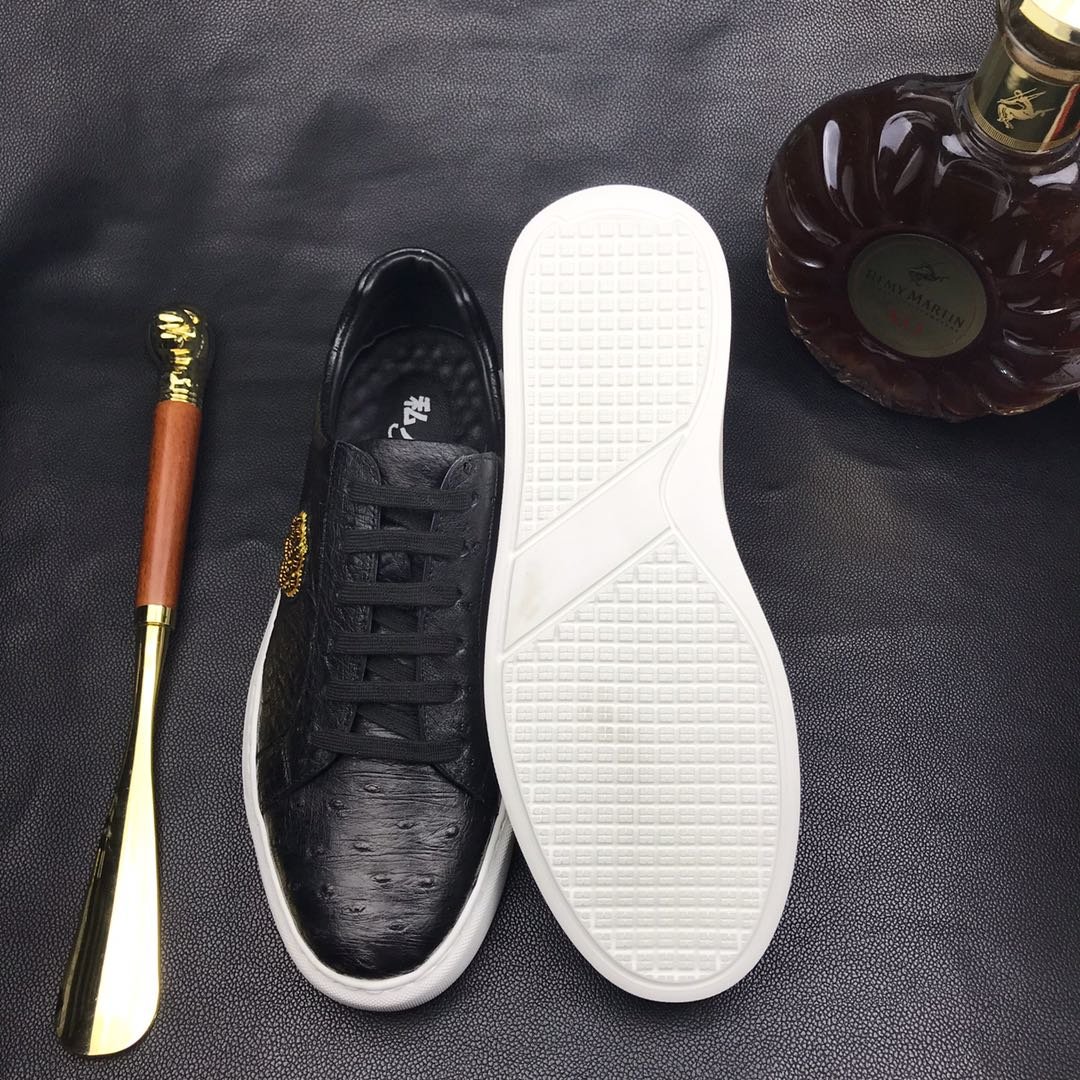 Ostrich Casual Leather Sneaker Shoes BMBOS12089 image 5