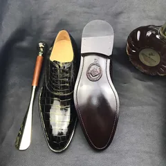 Crocodile Skin Black Gold Oxford Shoe BMBAS12090 image 6