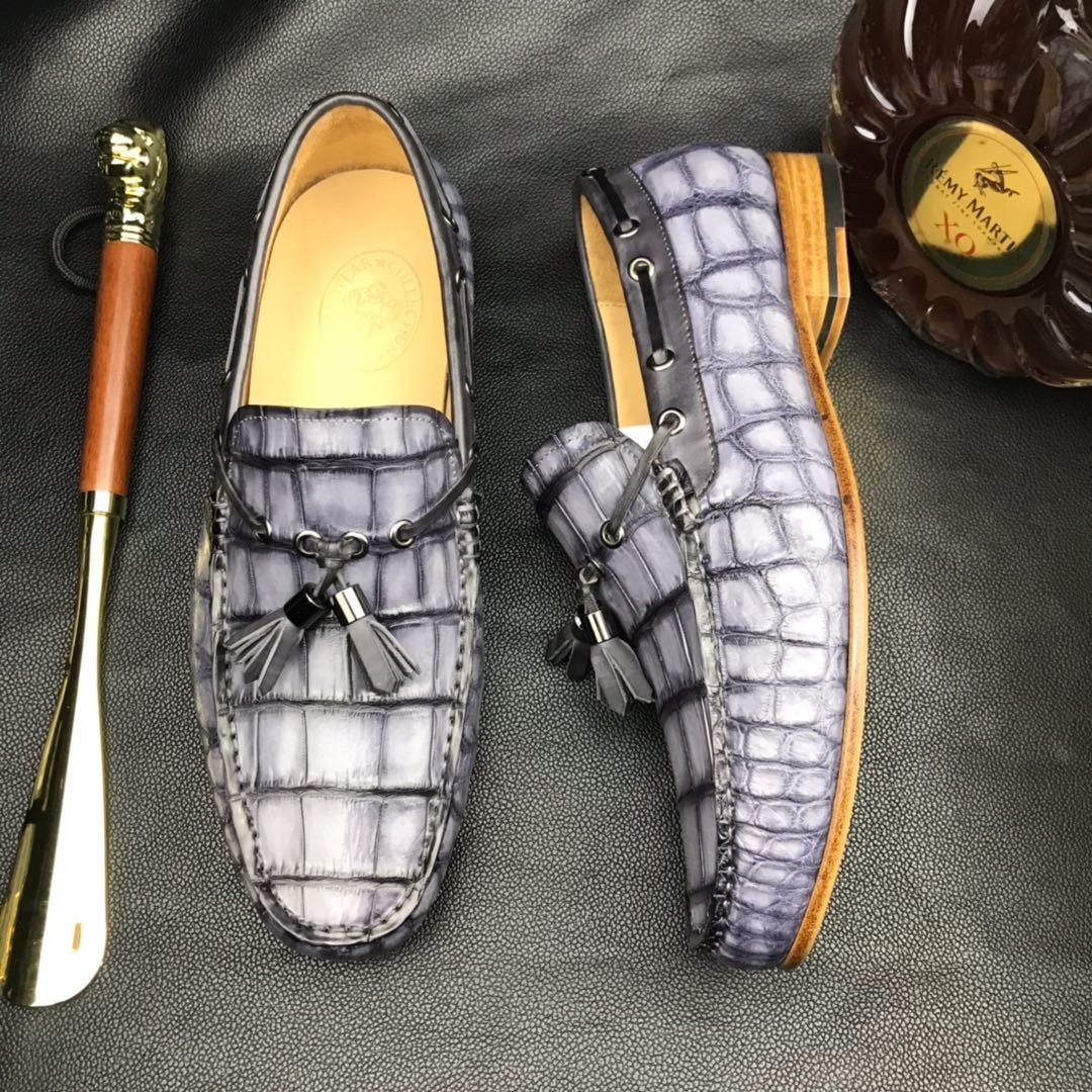 Men’s Loafers Excellent Soft Crocodile Skin Flats BMGAS12093 image 5