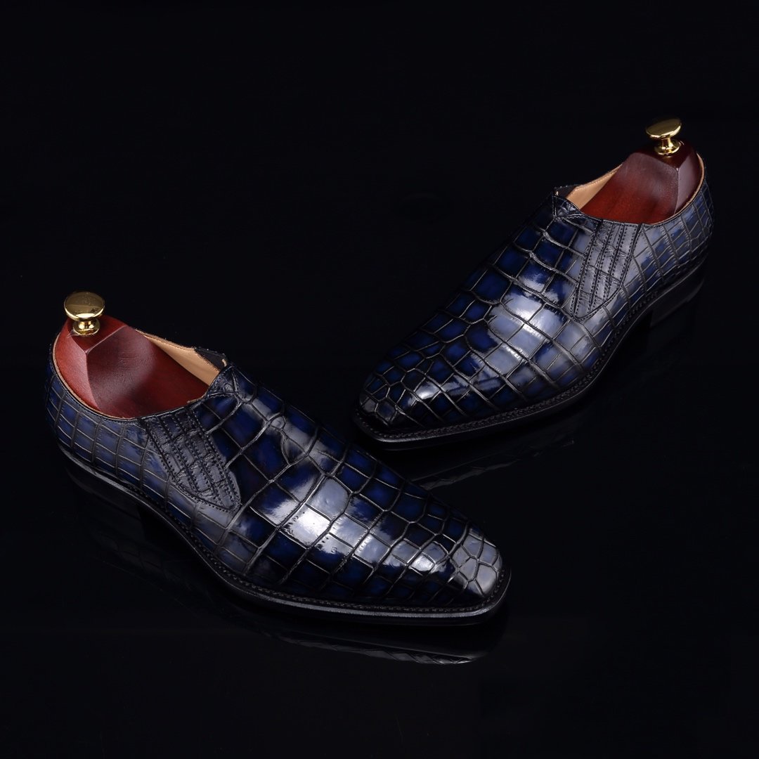 Crocodile Print Leather Slip On Casual Loafer Shoes BMBAS12059 image 5