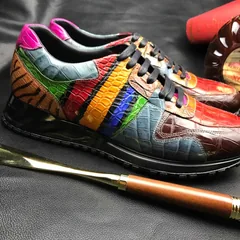 Men’s Colorful All Real Crocodile Skin Sneakers BMCAS120114 image 5