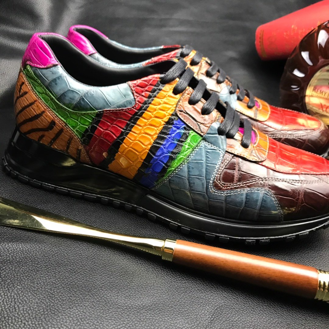Men’s Colorful All Real Crocodile Skin Sneakers BMCAS120114 image 5