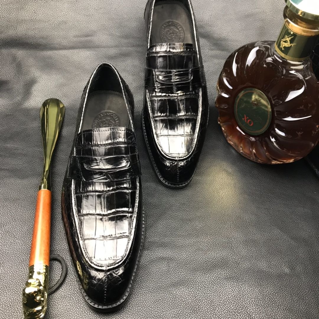 Men’s Soft Lightweight Penny Crocodile Loafers BMBAS120120 image 5