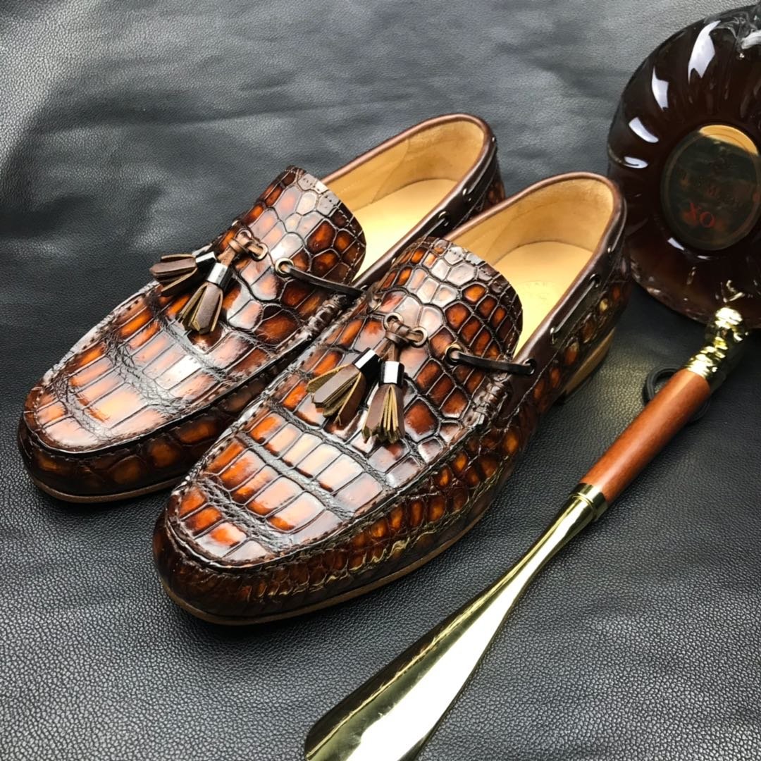 Men Moccasin Boat Shoes Crocodile Pattern BMBAS120121 image 5