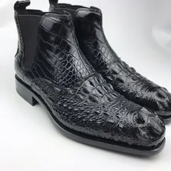 Men’s Crocodile Leather Ankle High Chelsea Dress Boots BMBAS120129 image 5