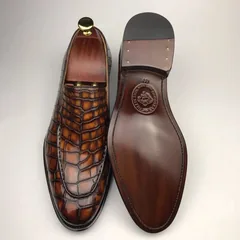 Crocodile Pointy Toe Slip On Loafers Formal Shoes BMBAS12064 image 5