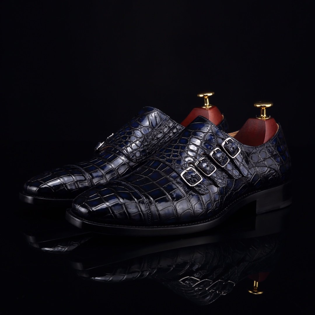 Men’s Crocodile Pointed Toe Monk Slip-On Shoe BMBAS12055 image 4