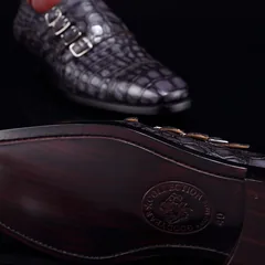 Handmade Crocodile Monk Strap Men’s Leather Dress Shoes BMGAS12056 image 5