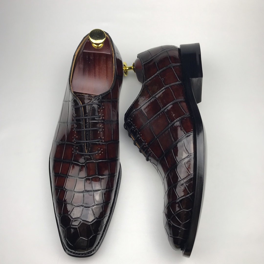 Men’s Exotic Smooth Crocodile Print Comfortable Oxford BMBAS12066 image 6