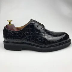 Genuine Leather Derby Handmade Crocodile Lace Up Oxford Dress Shoes BMBAS120166 image 5